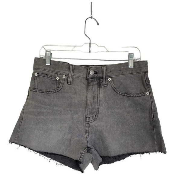 MADEWELL Relaxed Denim Shorts in Noll Wash Gray Charcoal Size 28 Button Fly - Picture 3 of 11